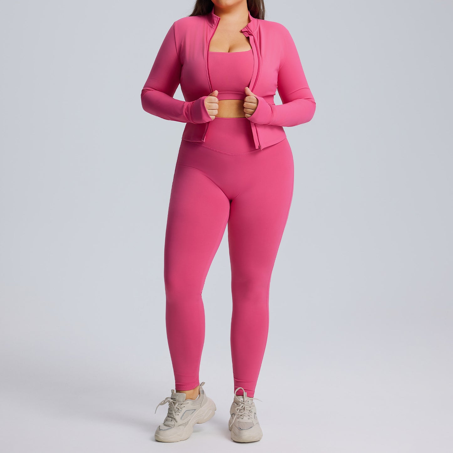 Womens High-Elastic Quick-Dry 3-Piece Sportswear Set