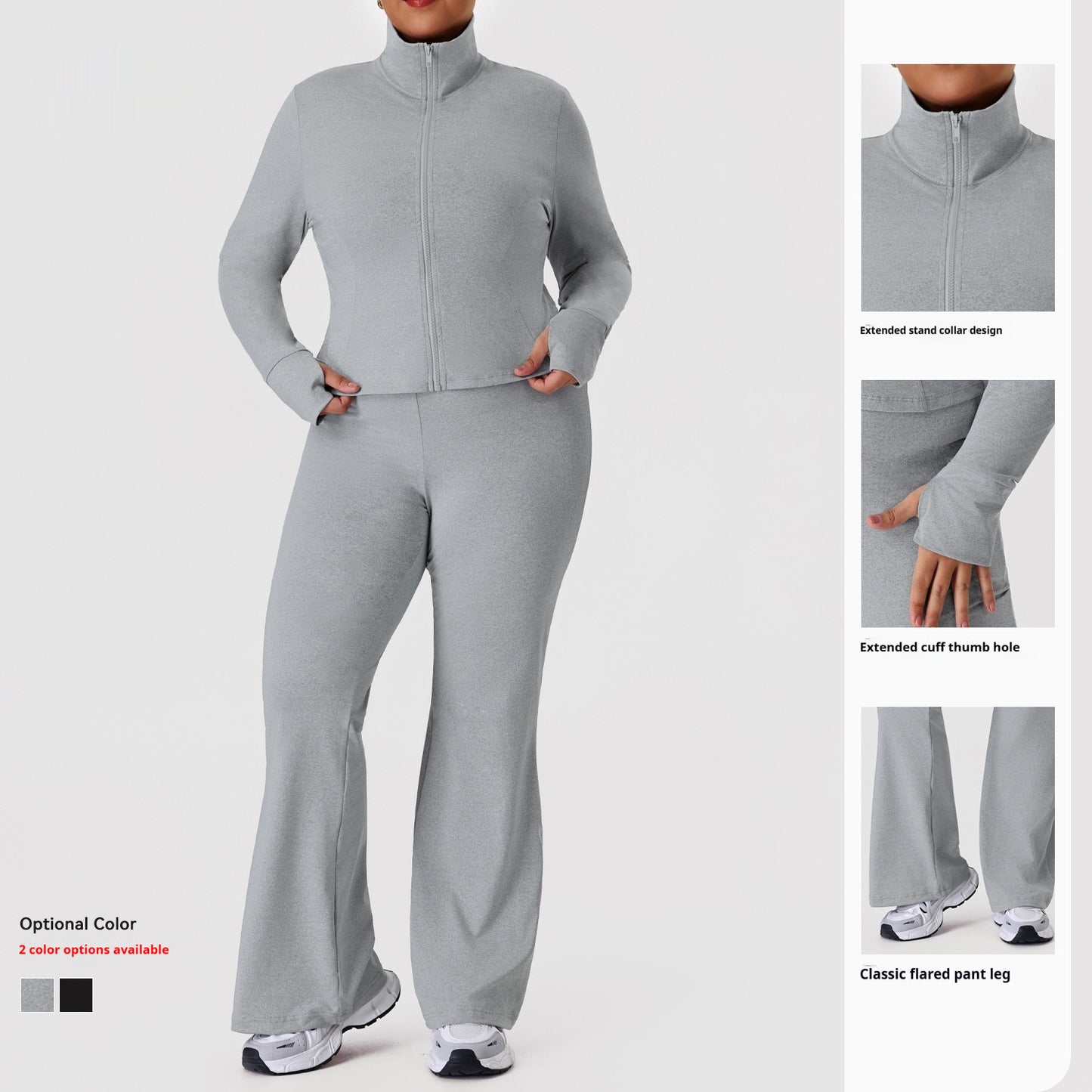 Stand-collar Coat And High-elastic Hip-lifting Flared Pants Set