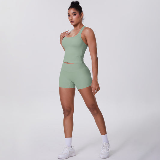 Outdoor Leisure Running Clothes Beauty Back Hip Raise Skinny Shorts Set